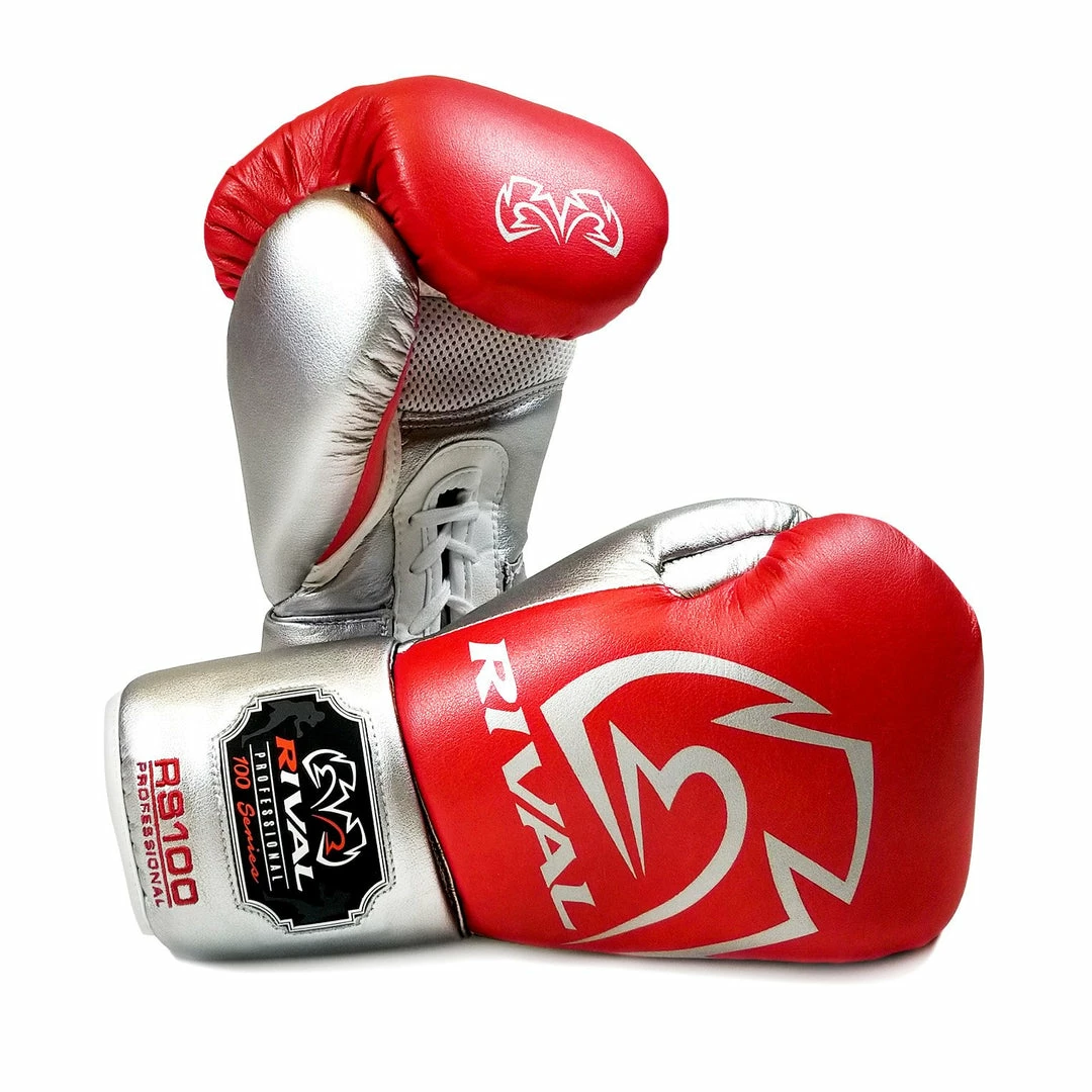 RIVAL BOXING RIVAL RS100 PROFESSIONAL SPARRING GLOVES - RED/SILVER