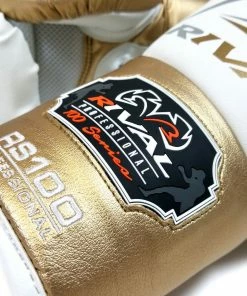 RIVAL BOXING RIVAL RS100 PROFESSIONAL SPARRING GLOVES - WHITE/GOLD