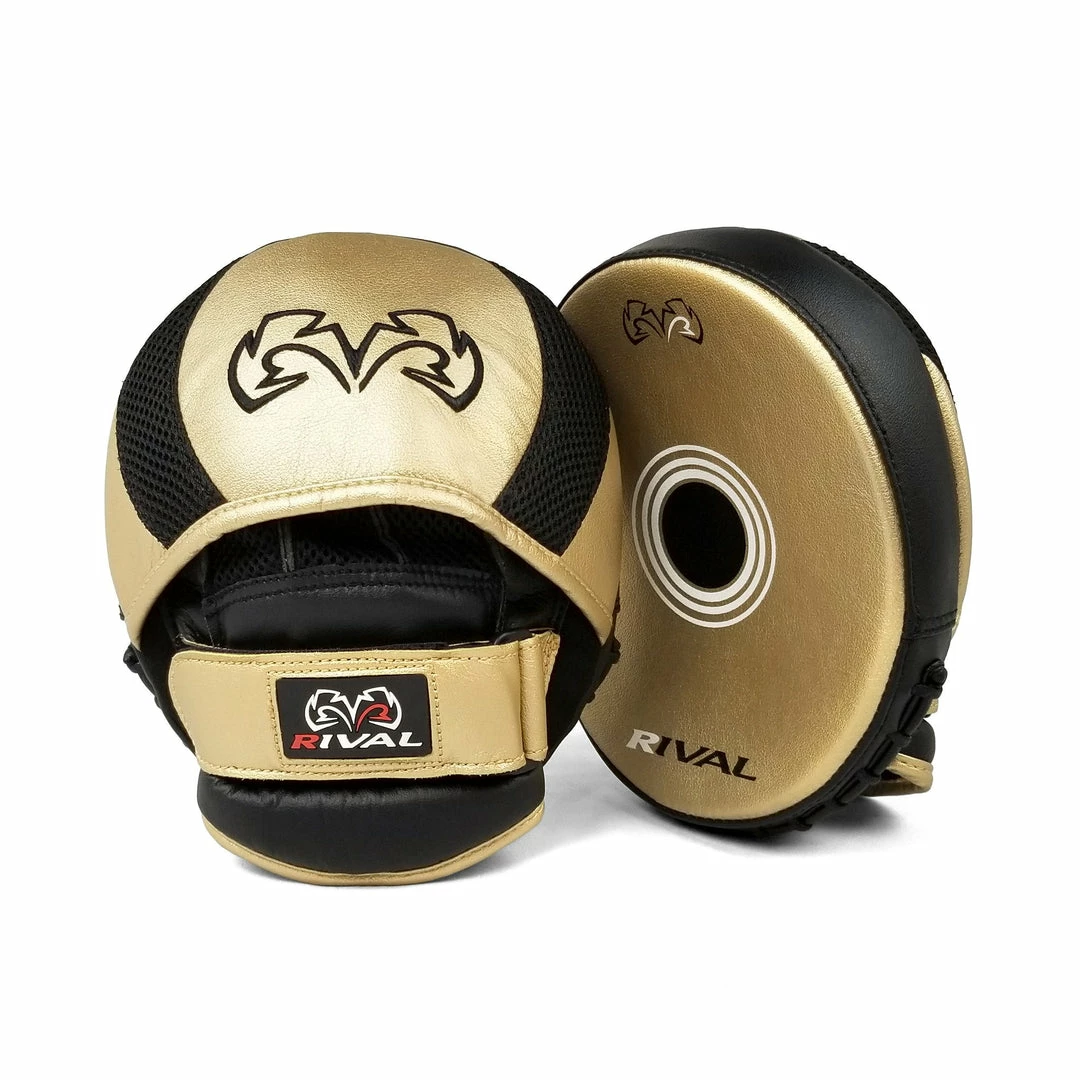 RIVAL BOXING RIVAL RPM11 EVOLUTION PUNCH MITTS - GOLD/BLACK STRIKING