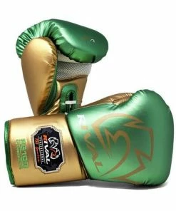 RIVAL BOXING RIVAL RS100 PROFESSIONAL SPARRING GLOVES - GREEN/GOLD STRIKING