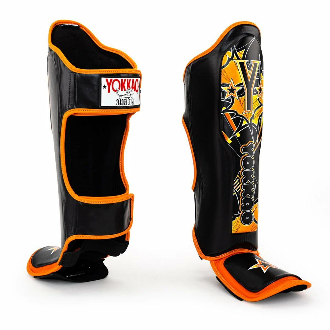 Yokkao PAD THAI SHIN GUARDS - BLACK STRIKING